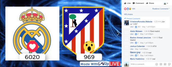 real vs atletico madrid fb live poll