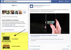 Вкладки на страницах Фейсбук с новым дизайном